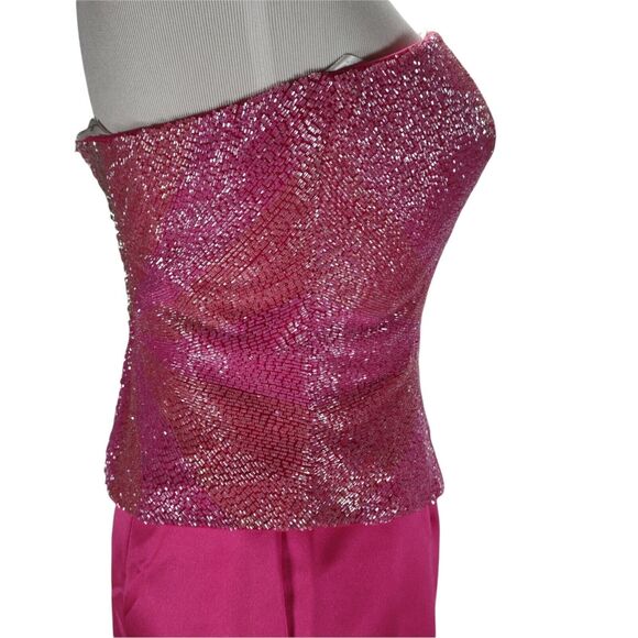 Mon Cheri Beaded Mock Corset Evening Dress Size 6 Strapless Long Formal - Picture 8 of 12